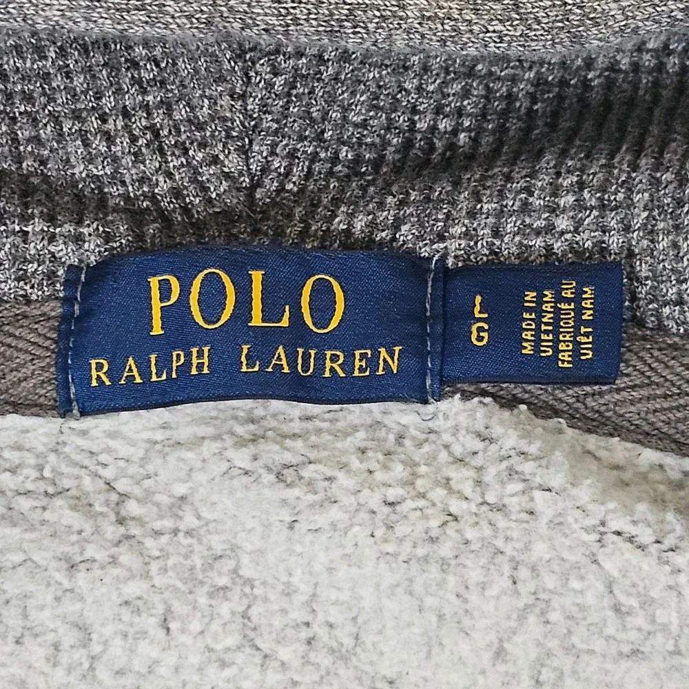 Polo Ralph Lauren Mens Full Zip Hoodie Heather Grey Fleece Sweatshirt Large